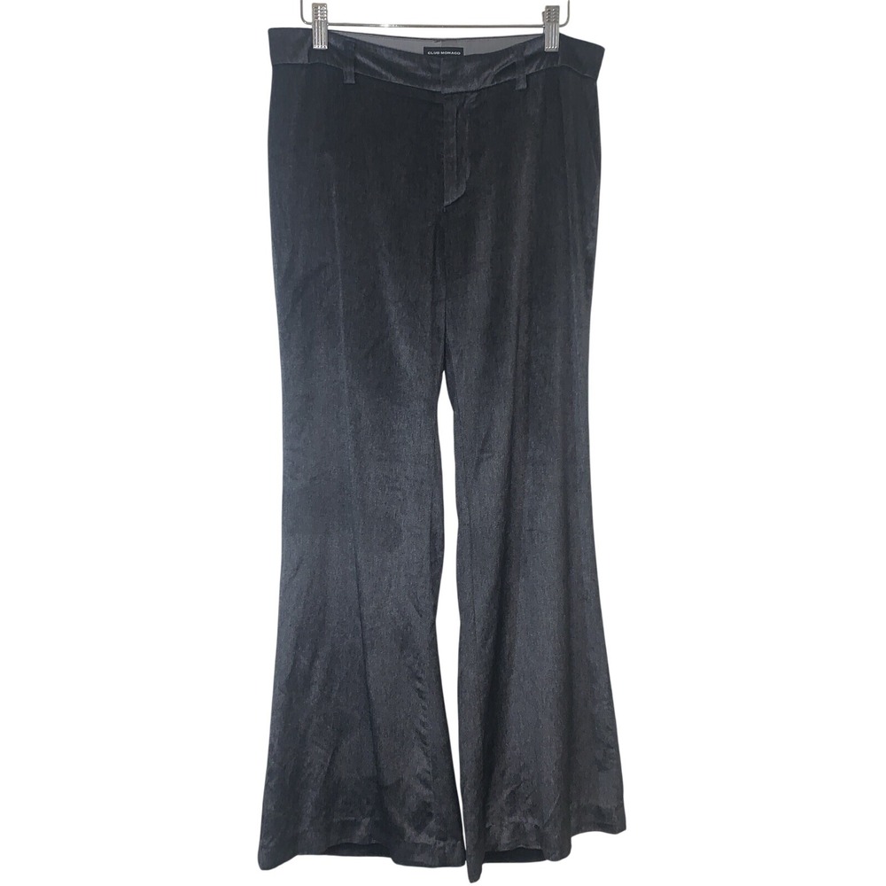 Club Monaco Whimsigoth Charcoal Grey Velvet Flare Leg Pants 6 Academia Luxe